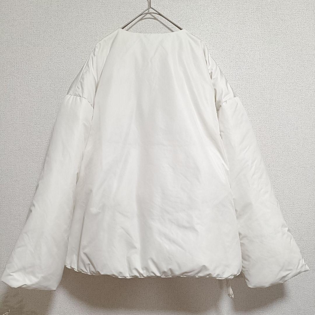 MIDIUMISOLID ノーカラー ダウンジャケット ホワイト