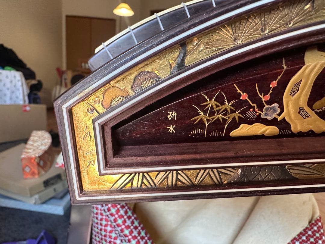 くり甲　お箏　お琴　綾杉彫　蒔絵　高級品　サトウ楽器　生田流