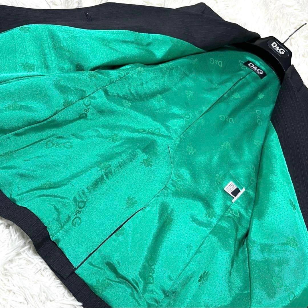 D&G ドルガバ テーラードジャケット ストライプ ロゴ 総柄 40 L レア