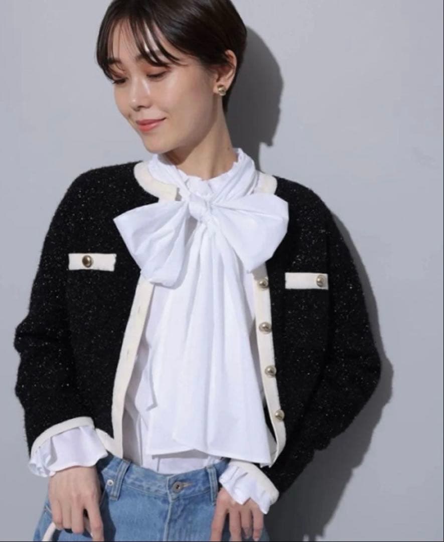 新品未使用　Arpege story 配色ラメニットジャケット