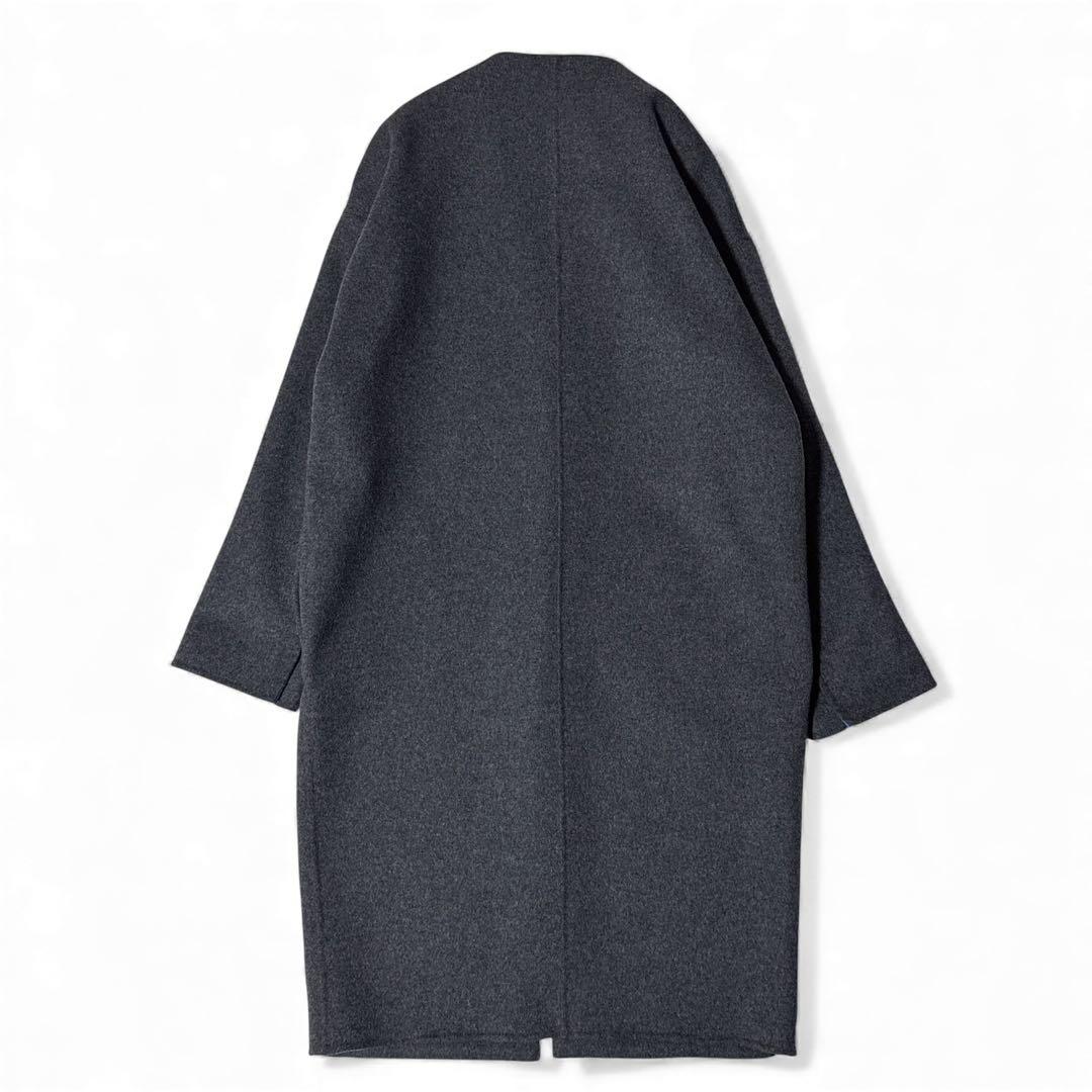 極美品✨️定価5.9万　エンフォルド　ウールリバーノーカラーコート　グレー　38