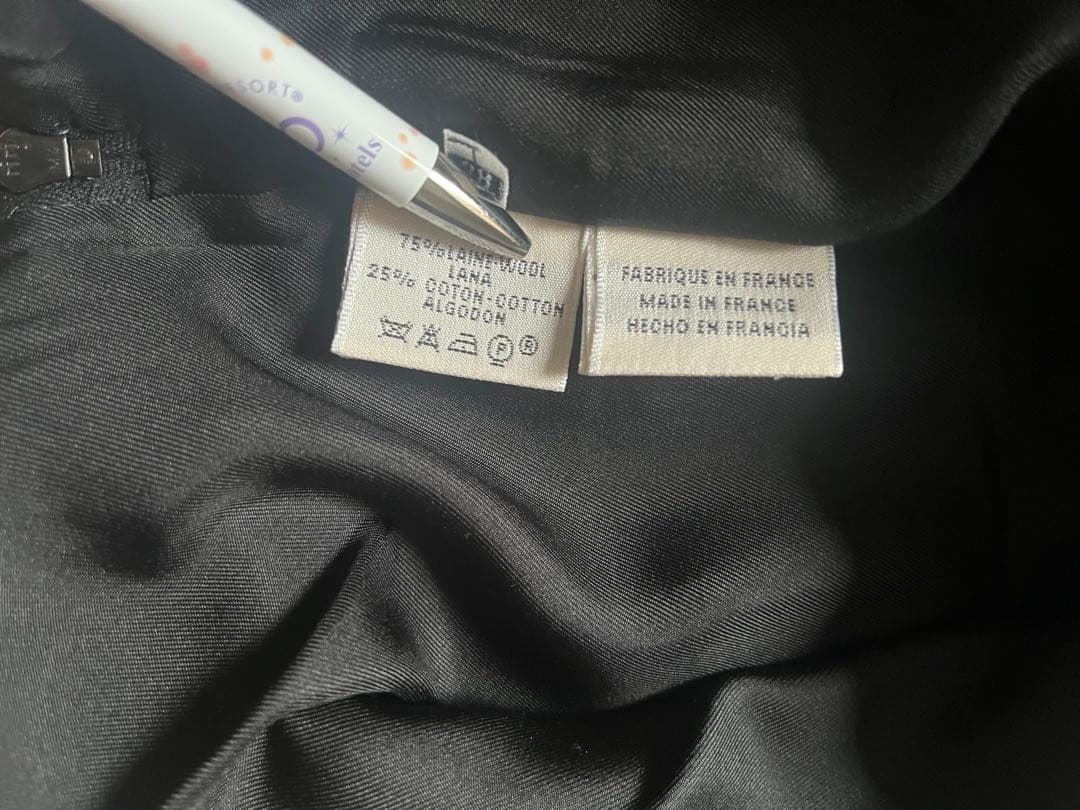 HERMES マルジェラ期 スカート レザージップ Hボタン 38 ウール