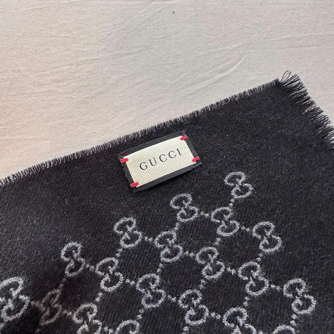 ※a【箱リボン付き】GUCCI ダブルジャカードGGウールマフラー