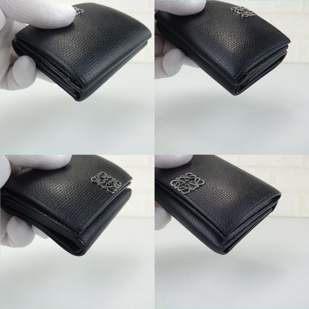 【美品】ロエベ　トライフォ－ルド　三つ折りナノ財布　ダブルホック　1211