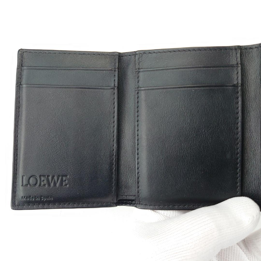 【美品】ロエベ　トライフォ－ルド　三つ折りナノ財布　ダブルホック　1211