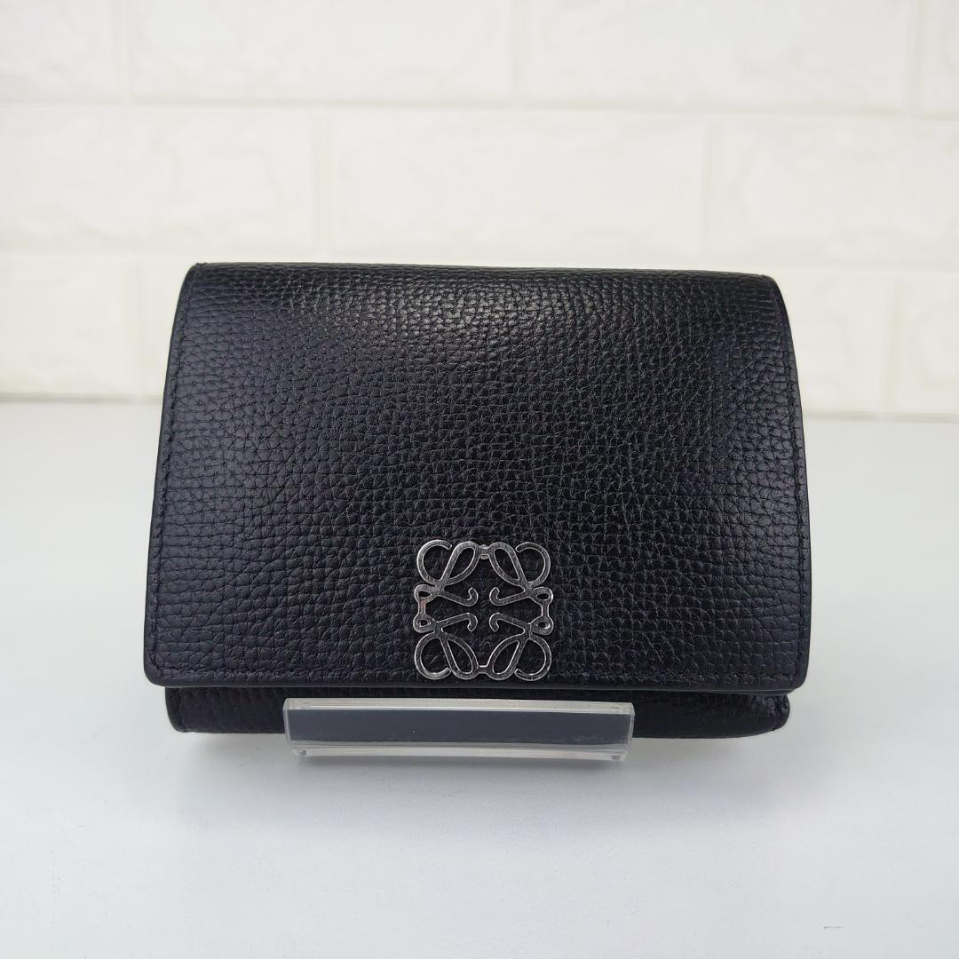 【美品】ロエベ　トライフォ－ルド　三つ折りナノ財布　ダブルホック　1211