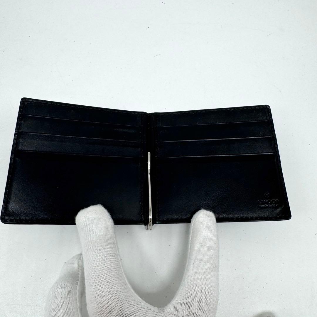 【なおき✨】グッチ マネークリップ シマレザー GG 二つ折り財布