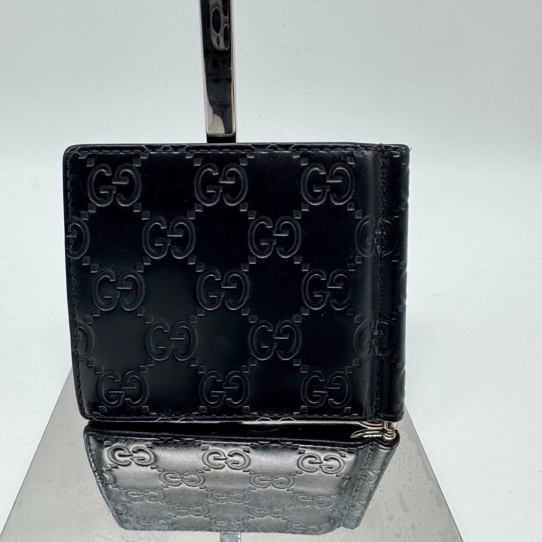 【なおき✨】グッチ マネークリップ シマレザー GG 二つ折り財布