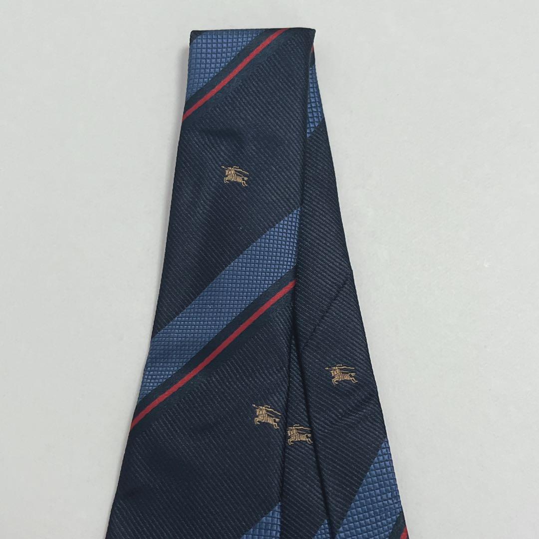 新品 未使用 バーバリー ネクタイ シルク ホースマーク ストライプ 紙タグ付属