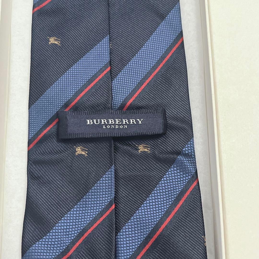 新品 未使用 バーバリー ネクタイ シルク ホースマーク ストライプ 紙タグ付属
