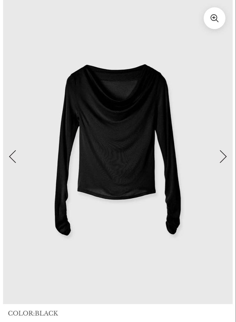 anuans ギャザードレープカットトップス BLACK