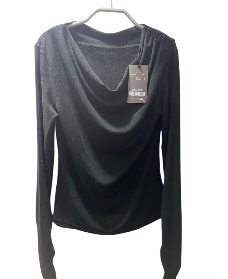 anuans ギャザードレープカットトップス BLACK