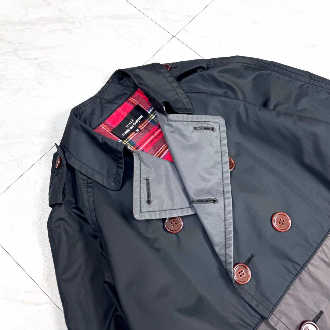 AD2017 トリコ コムデギャルソン トレンチコート バイカラー チェック M