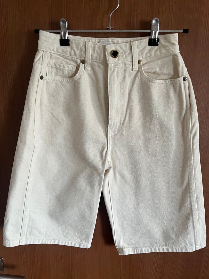 白　デニム　ハーフパンツ　KHAITE カイト　デニム　25 レディース