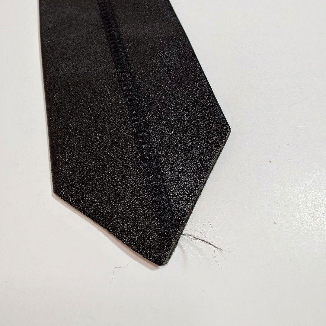 【90's】アニエスベーオム レザーネクタイ ナロータイ フランス製 黒