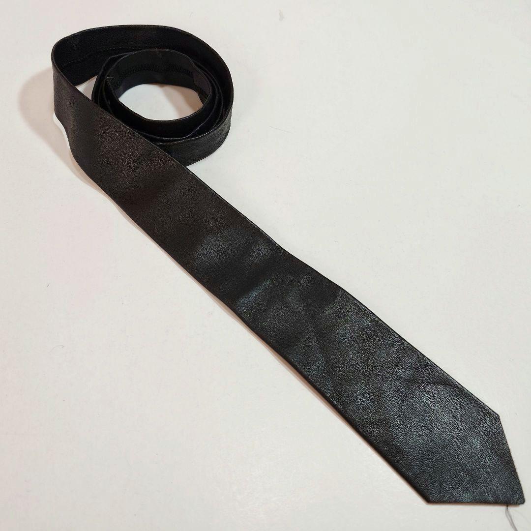【90's】アニエスベーオム レザーネクタイ ナロータイ フランス製 黒