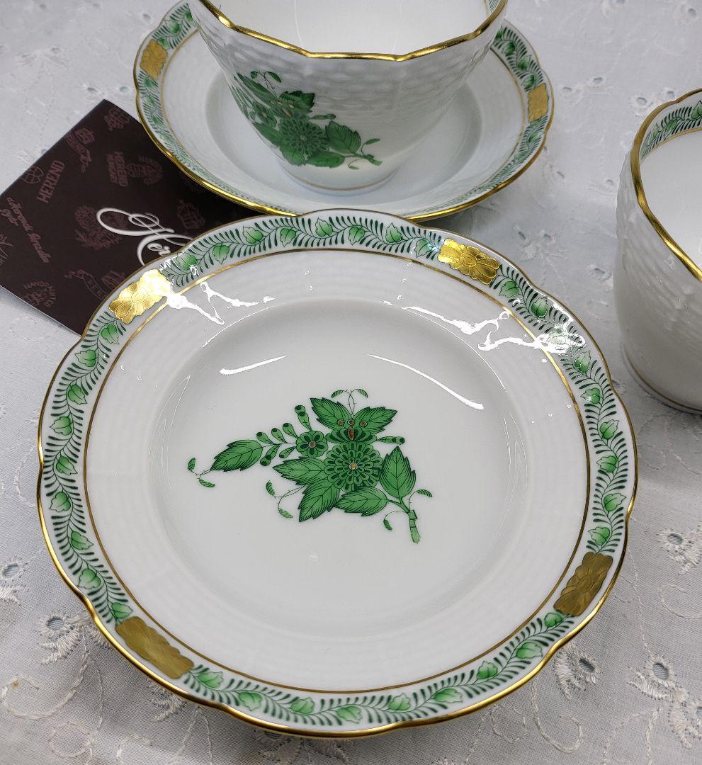 未使用近✨ヘレンド アポニーグリーン オリエンタル カップ ジャパニーズ 湯呑み