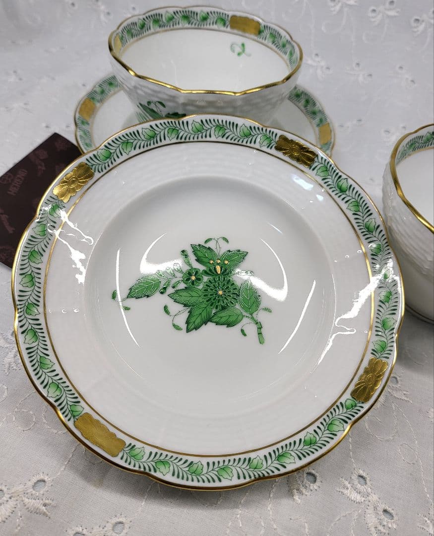 未使用近✨ヘレンド アポニーグリーン オリエンタル カップ ジャパニーズ 湯呑み