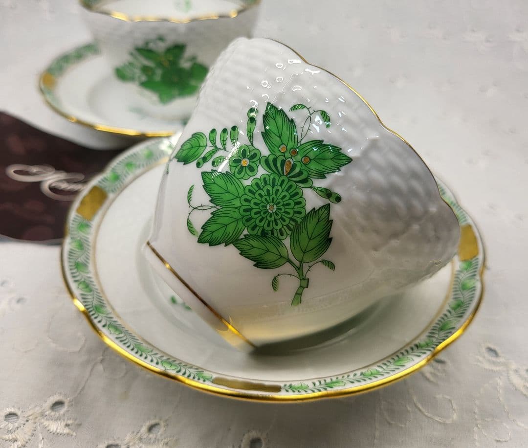 未使用近✨ヘレンド アポニーグリーン オリエンタル カップ ジャパニーズ 湯呑み