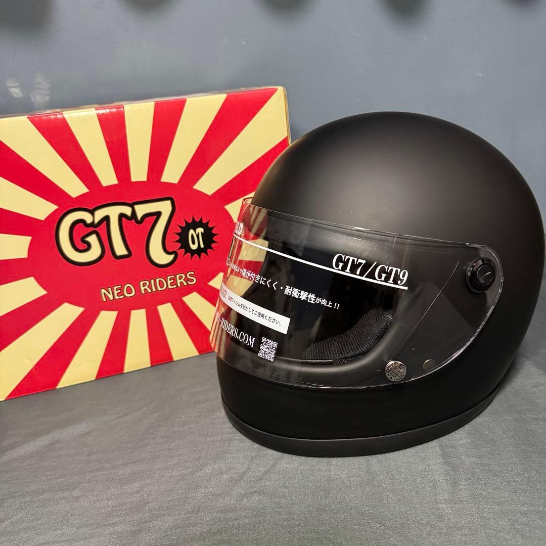 GT7-OT 族ヘル レトロ フルフェイス マットブラック 新品シールド付き