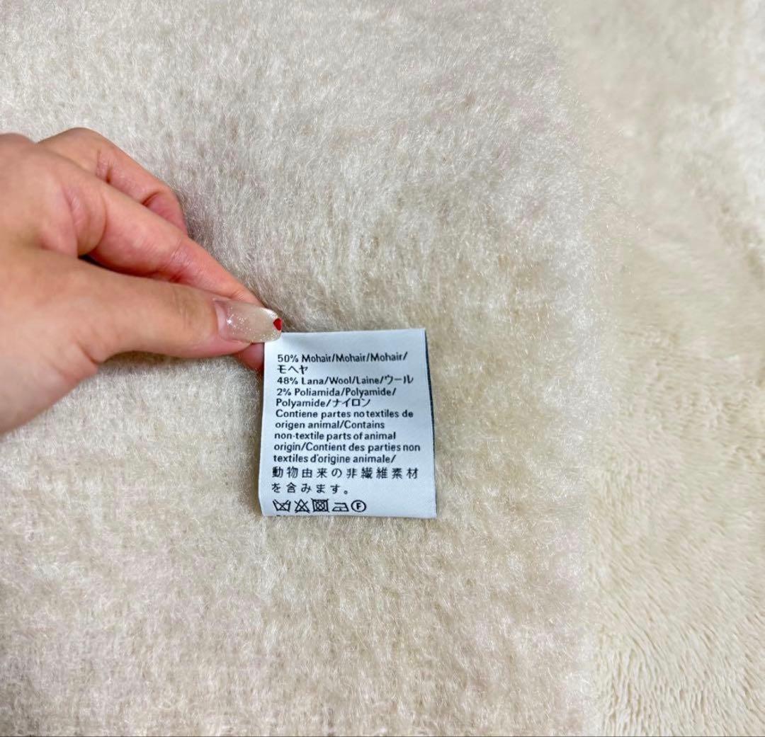 LOEWEロエベ ウールモヘアマフラー ホワイトアイボリー