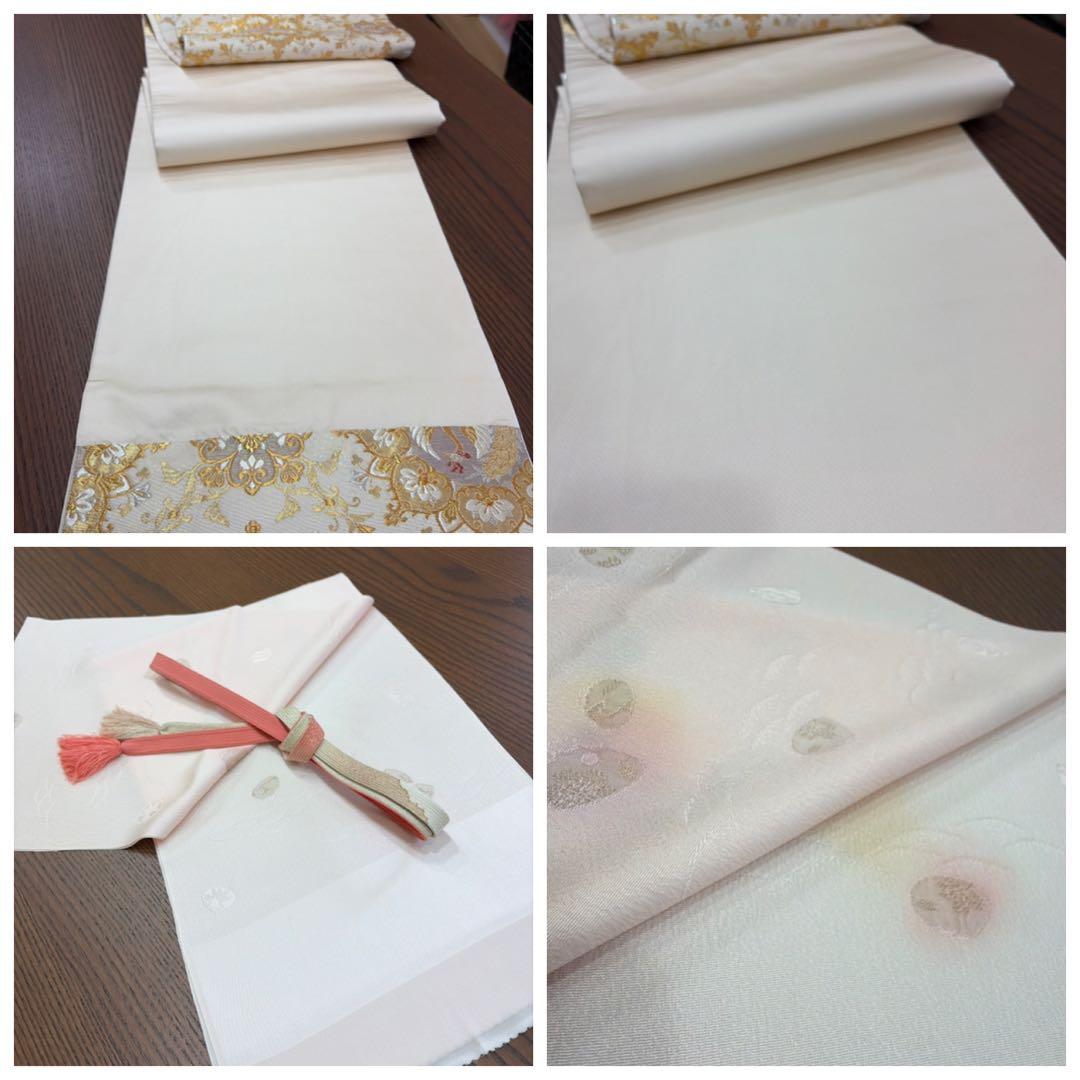 正絹未使用訪問着５点セット【長襦袢 袋帯 帯締め 帯揚げ】