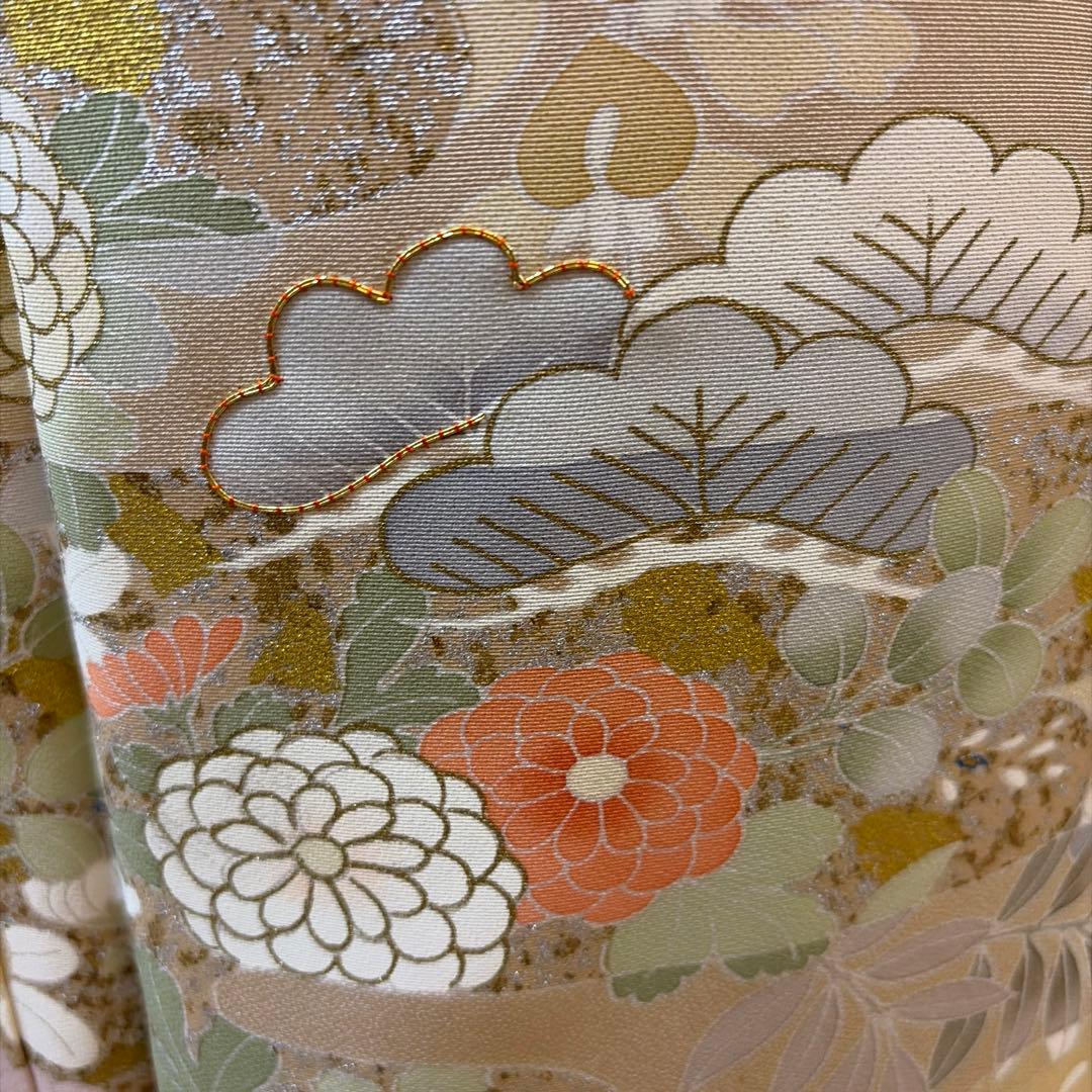 正絹未使用訪問着５点セット【長襦袢 袋帯 帯締め 帯揚げ】