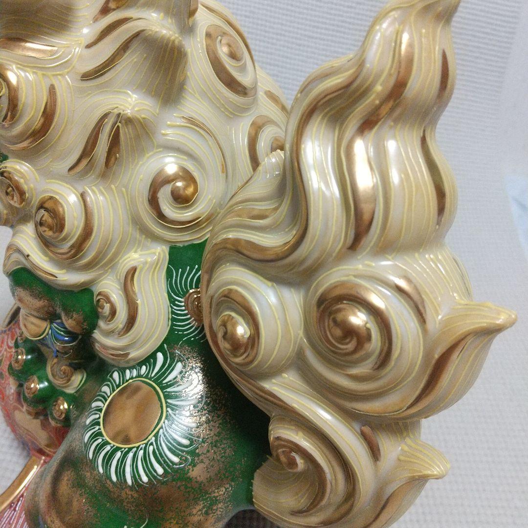 N*n様 打出の小槌♪30cm狛犬 レア色 金運/魔除け 九谷焼