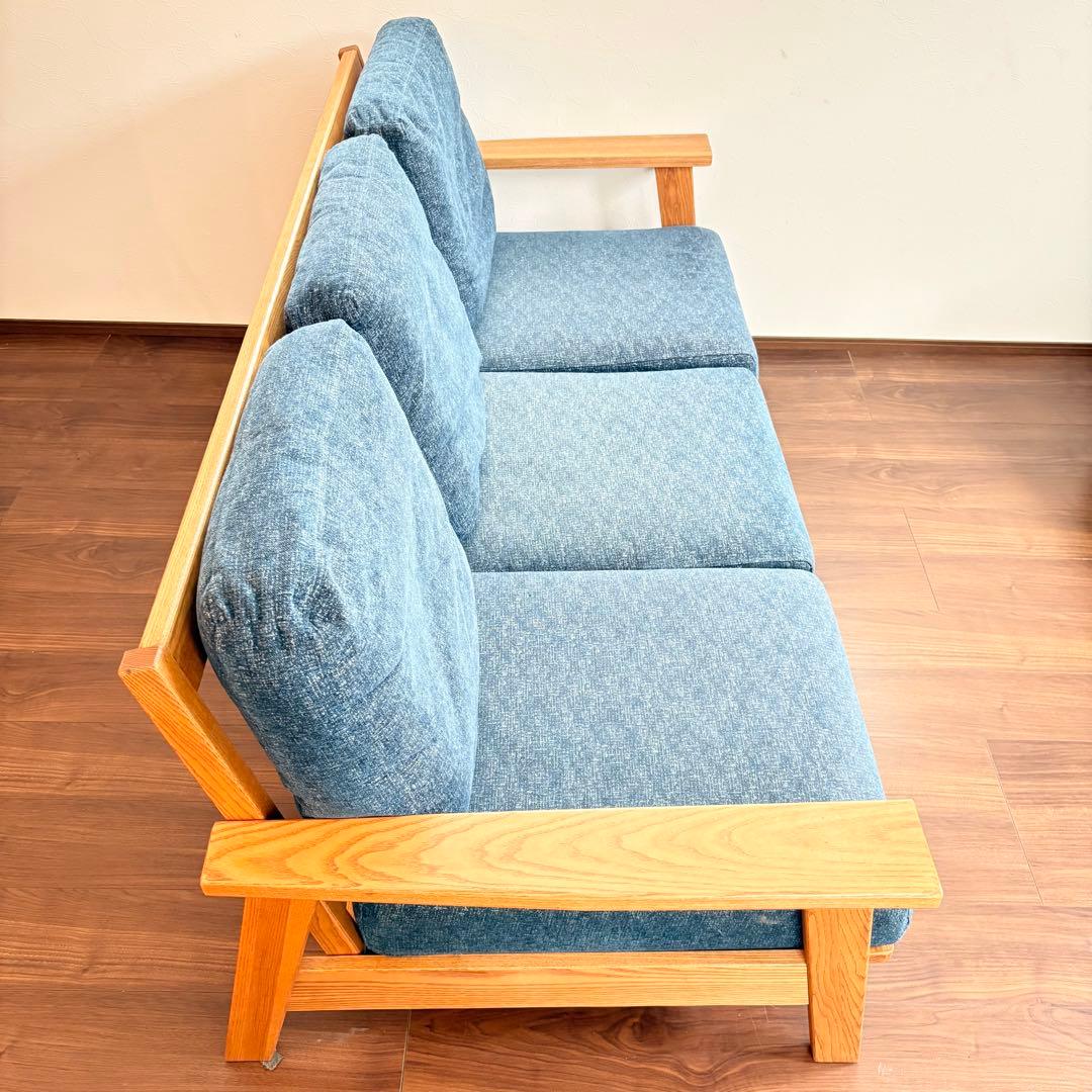 金杉家具 3人掛けソファ Mondo モンド 木製フレーム 北欧風 デニムカラー