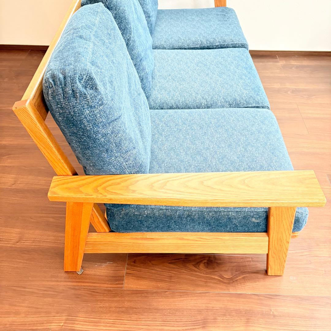 金杉家具 3人掛けソファ Mondo モンド 木製フレーム 北欧風 デニムカラー