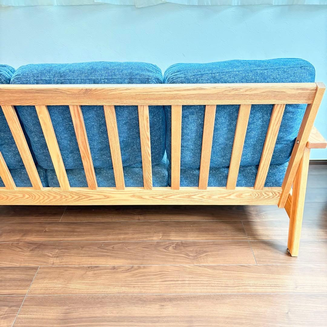 金杉家具 3人掛けソファ Mondo モンド 木製フレーム 北欧風 デニムカラー