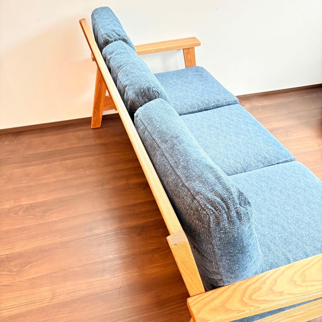 金杉家具 3人掛けソファ Mondo モンド 木製フレーム 北欧風 デニムカラー