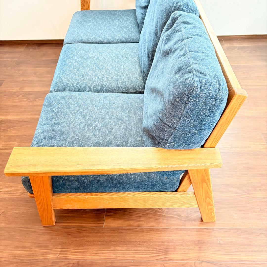 金杉家具 3人掛けソファ Mondo モンド 木製フレーム 北欧風 デニムカラー