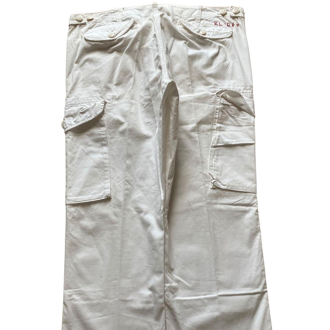 美品00s Ralph Lauren ダブルニー ホワイトミリタリーカーゴパンツ