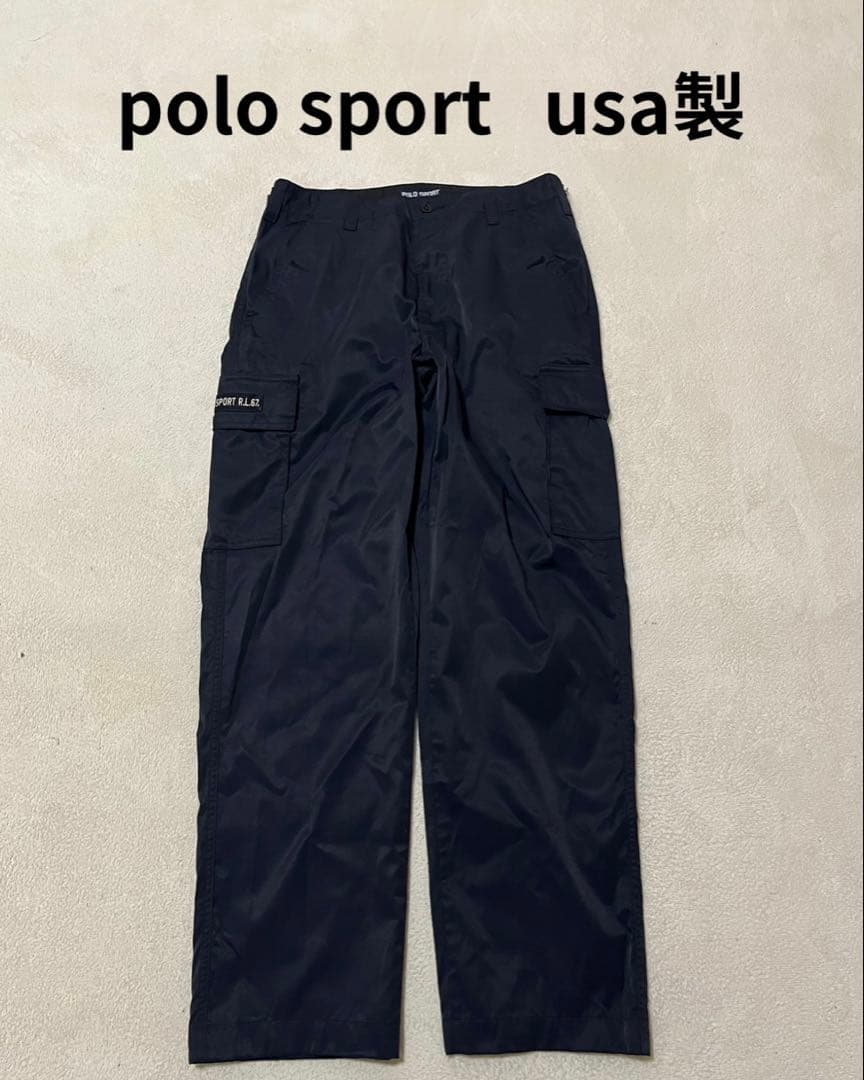 USA製！　polo sport ナイロン　カーゴパンツ w32 ネイビー