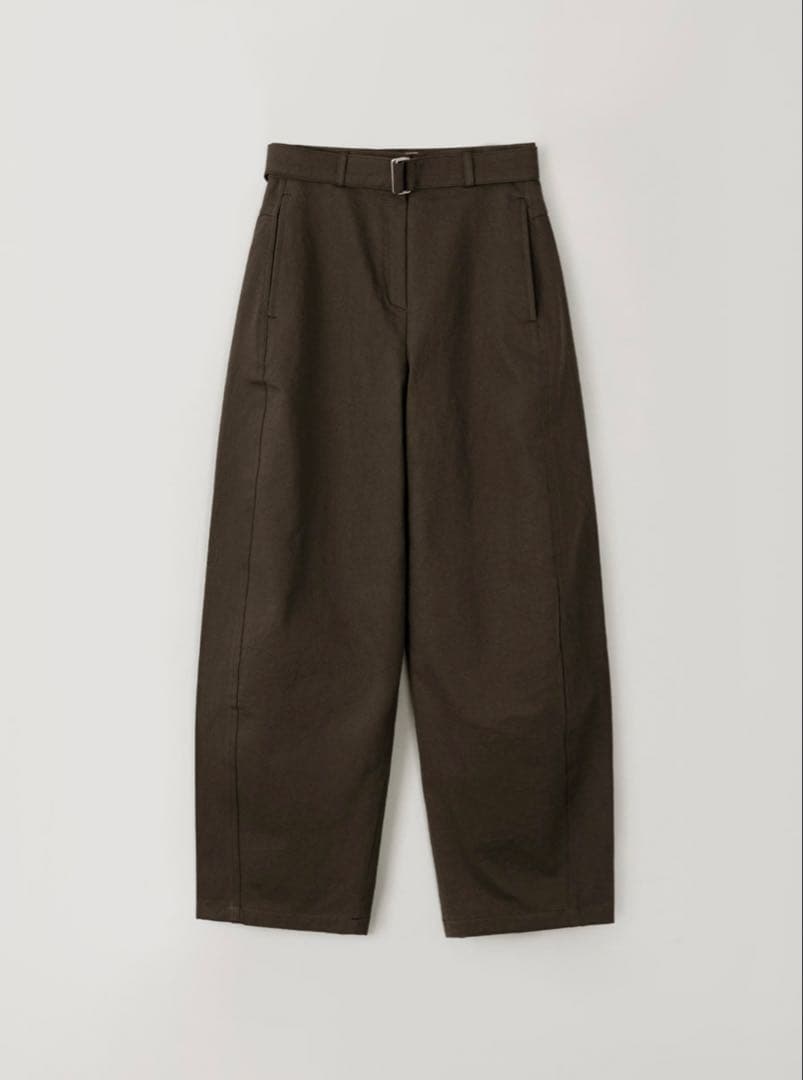<ohtoro> Belted Curved Pantsブラウンベルト付き