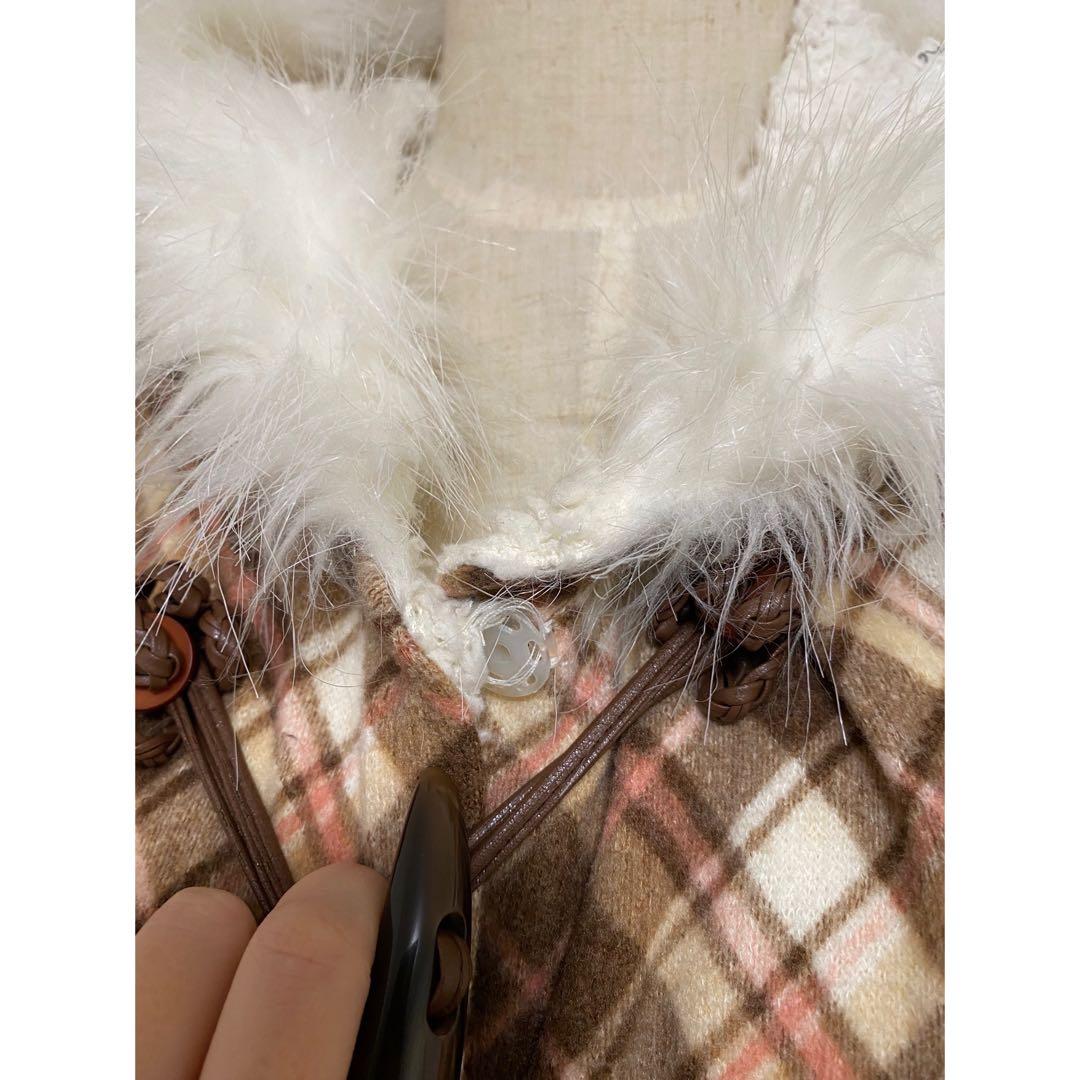 ブラウンチェックフード付きポンチョ　リズリサ LIZ LISA