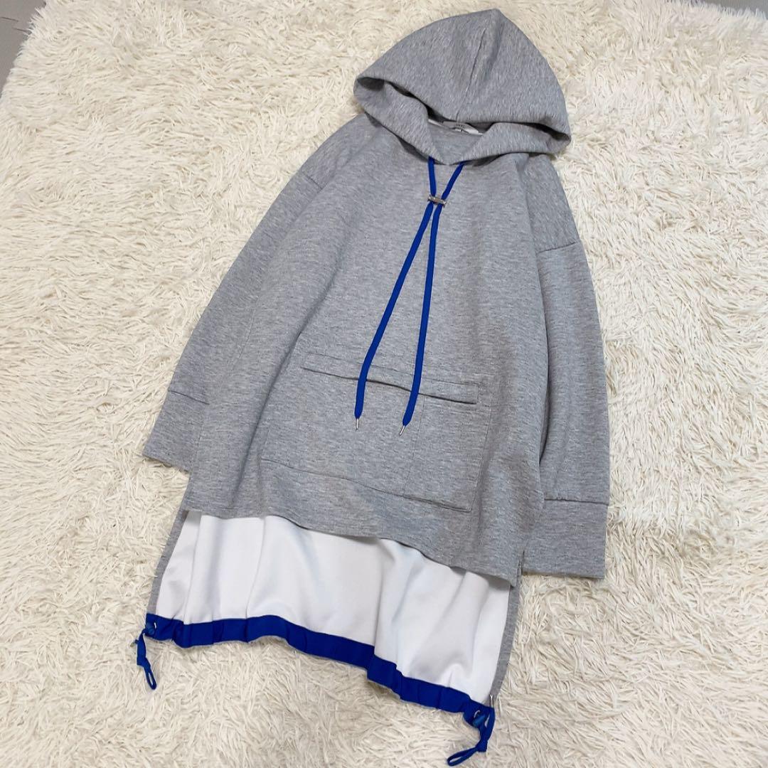 【美品】アンスリード ヘムギャザーロングパーカー 人気 変形 オーバーシルエット