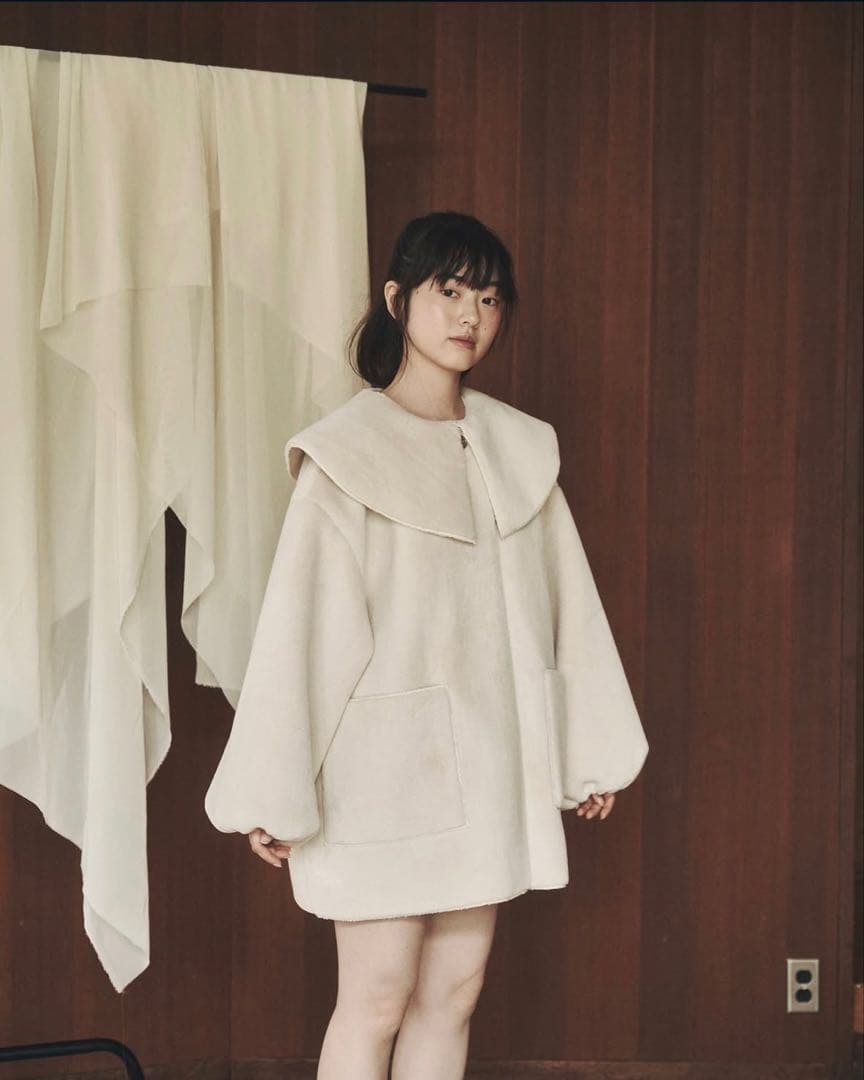 【moi tytto】襟付きファーコート （ナチュラル）