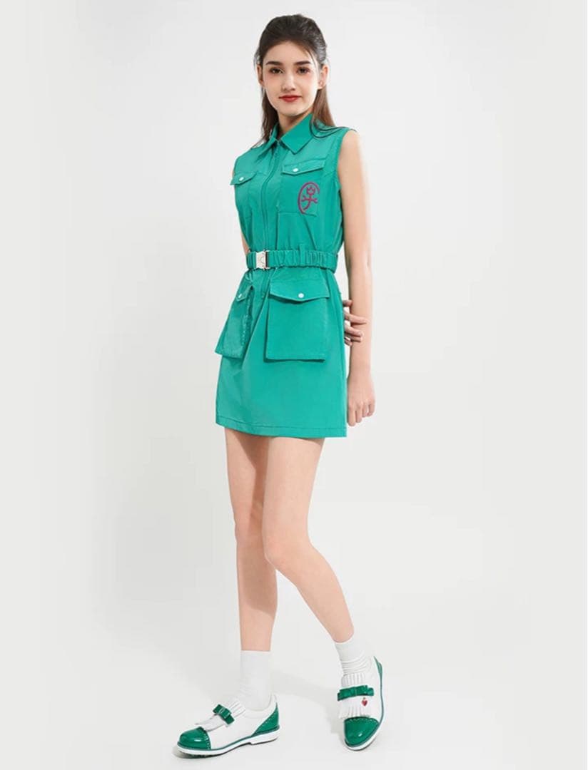 新品日本未入荷カステルバジャックゴルフウエアワンピース緑色