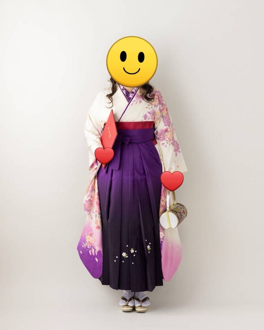 振袖・長襦袢・袴の３点セット　大学生　卒業式　成人式　正絹トールサイズぽっちゃり