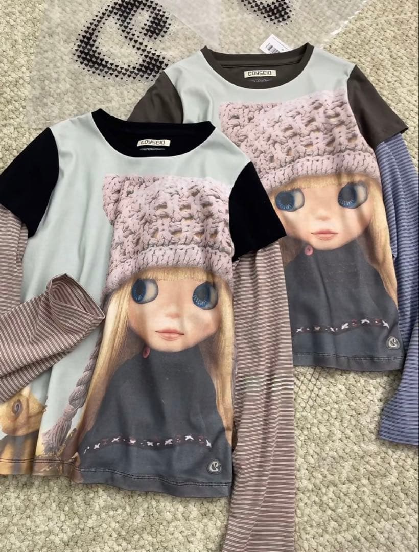 トップス COYSEIOXBLYTHE STRIPE DOUBLE LONG SLEEVE