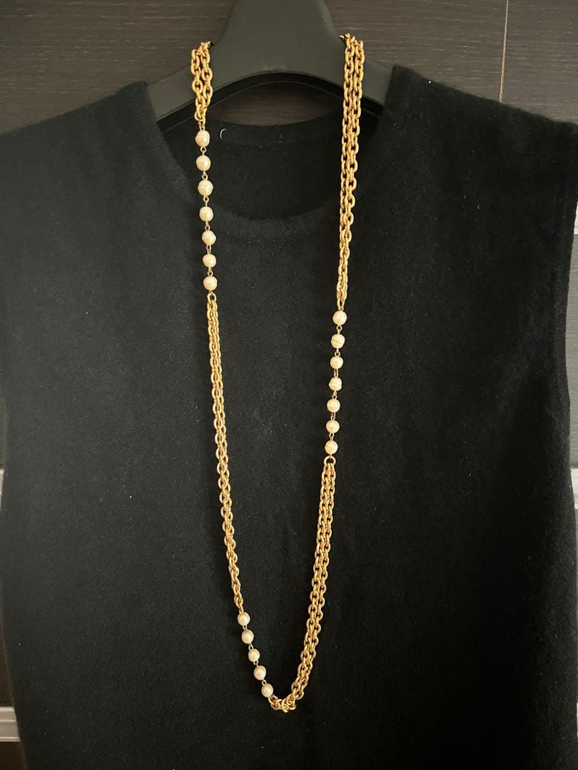 CHANEL シャネル Wサークル パール ロングネックレス ベルト