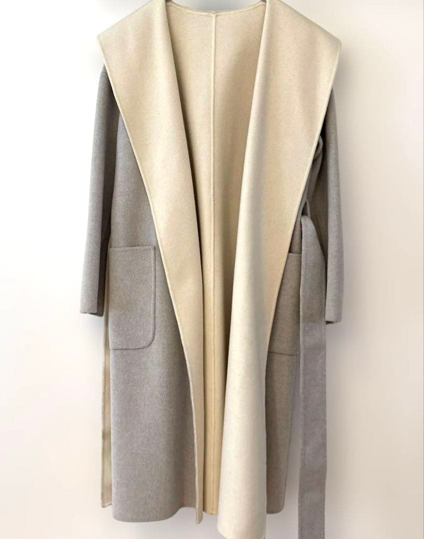 ★ESTNATION★ウールコート　リバーシブル　フード付き　36