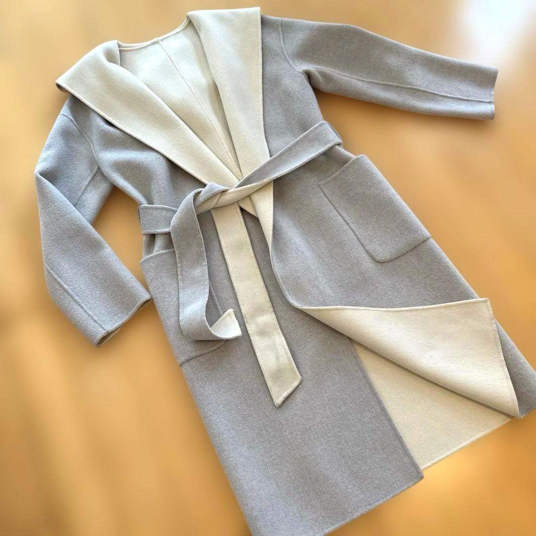 ★ESTNATION★ウールコート　リバーシブル　フード付き　36