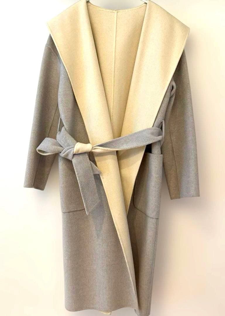 ★ESTNATION★ウールコート　リバーシブル　フード付き　36