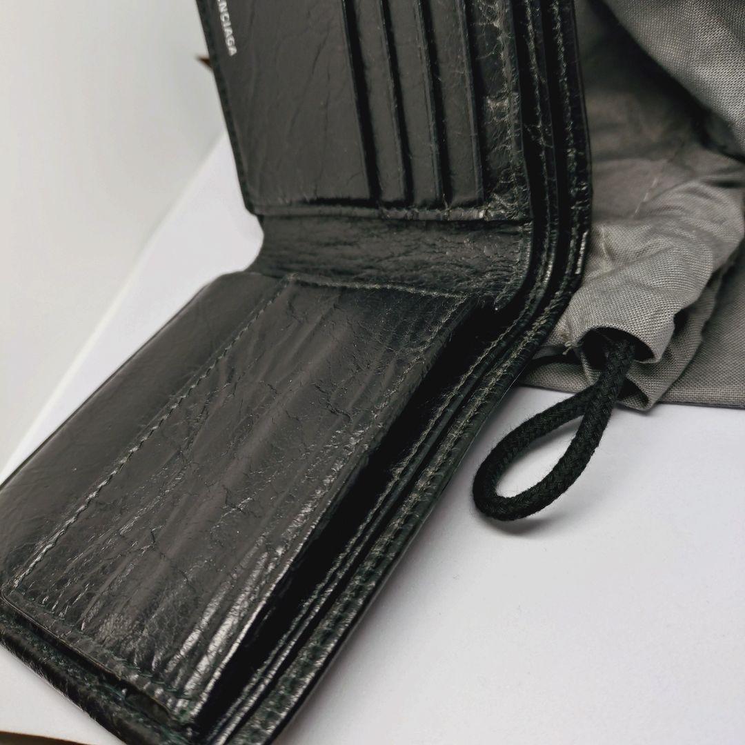 美品 鑑定済★バレンシアガ　二つ折り財布　レザー　メンズ　ブラック　黒