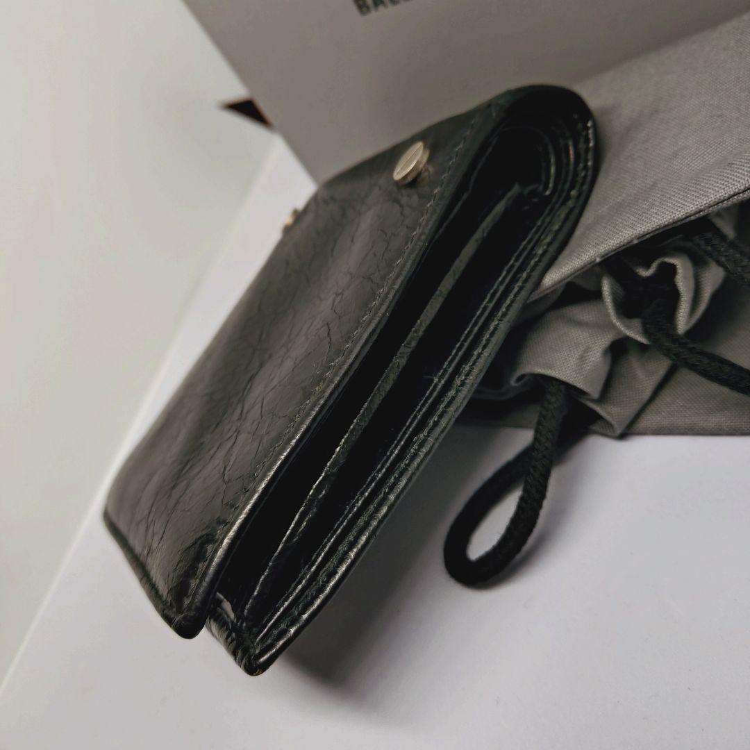 美品 鑑定済★バレンシアガ　二つ折り財布　レザー　メンズ　ブラック　黒