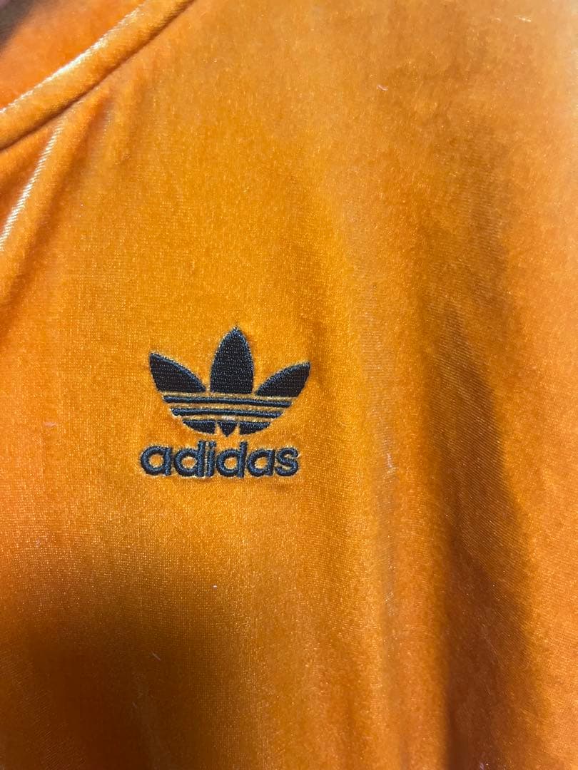 adidas ベロア ジャージ オレンジ トラックジャケット オレンジ