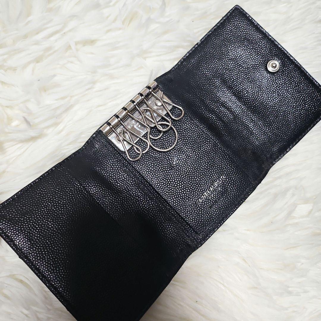 SAINT LAURENT キーケース 6連 キルティング レザー ブラック